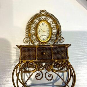 Vintage Seth Thomas Decorative Vanity Desk Clock Gold Tone